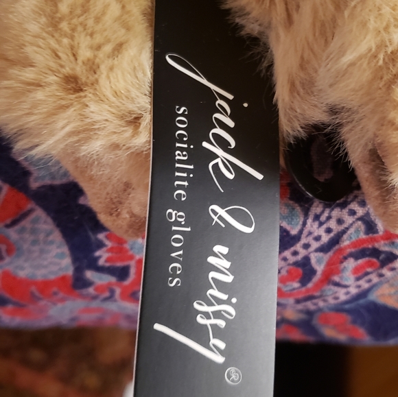 Beige, Fleece smart phone friendly, socialite gloves with faux fur cuff- SO SOFT - Picture 5 of 5